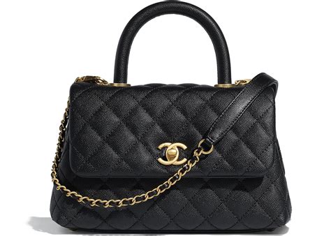 chanel calfskin quilted top handle flap black|Chanel handbags flap.